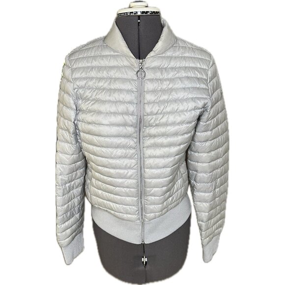 Michael Kors Women’s Packable Down Bomber Gray Jacket Small - Picture 2 of 11